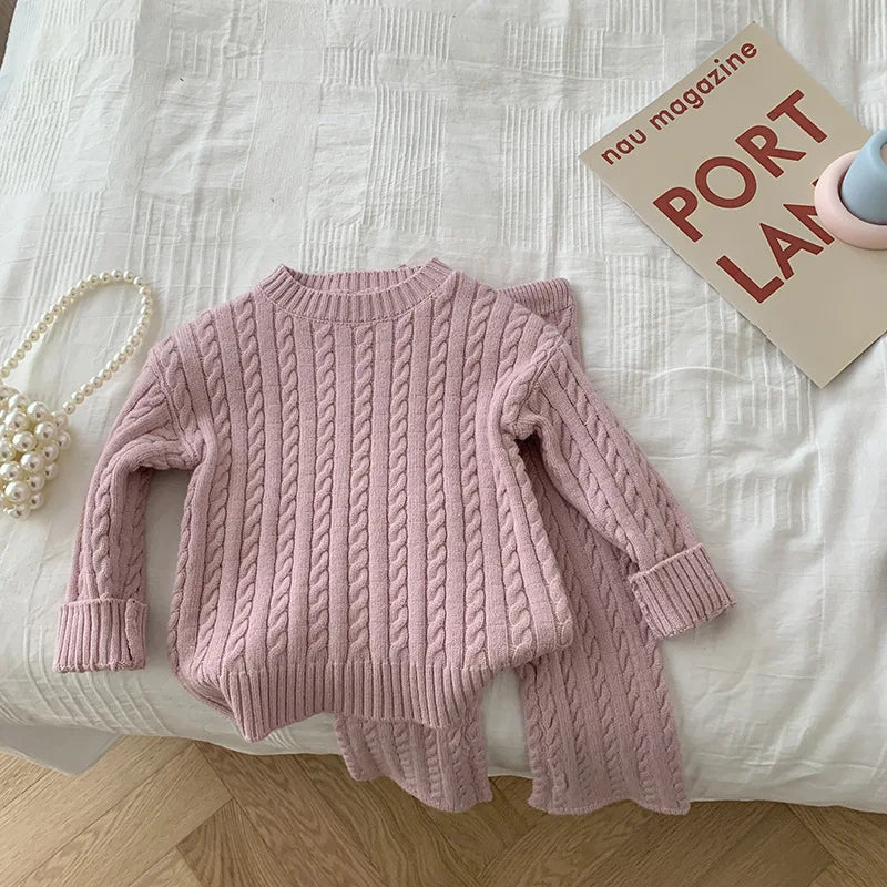 Mini Fashion™ - Stylish&Trendy für Kinder - Strickpullover&Hose Rosa / 92 (2 Jahr) | Pädagogisches Holzspielzeug von Mein Kleines Baby