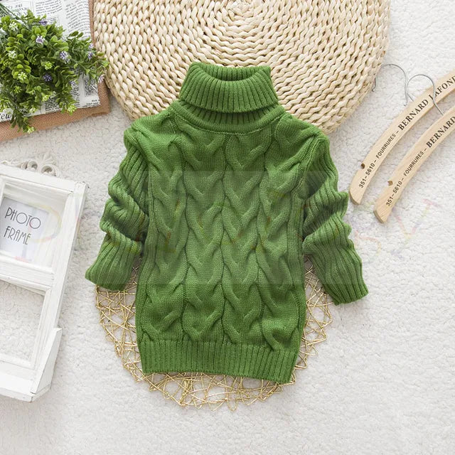 Mini Fashion™ - Teddybär Rollkragenpullover Kinderpullover Grün / Größe 122 (7-8 Jahre) | Pädagogisches Holzspielzeug von Mein Kleines Baby