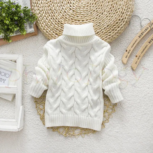 Mini Fashion™ - Teddybär Rollkragenpullover Kinderpullover Weiß / Größe 110 (5-6 Jahre) | Pädagogisches Holzspielzeug von Mein Kleines Baby