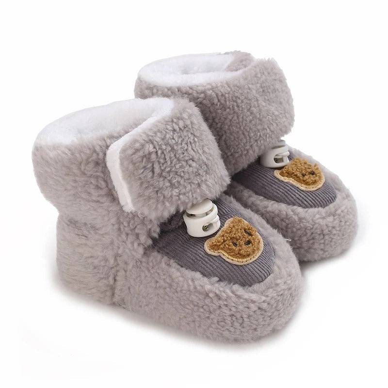 Mini Fashion™ - Warm&Bequem- Tierschuhe Grau - Bär / 16 (0-6 Monate) | Pädagogisches Holzspielzeug von Mein Kleines Baby