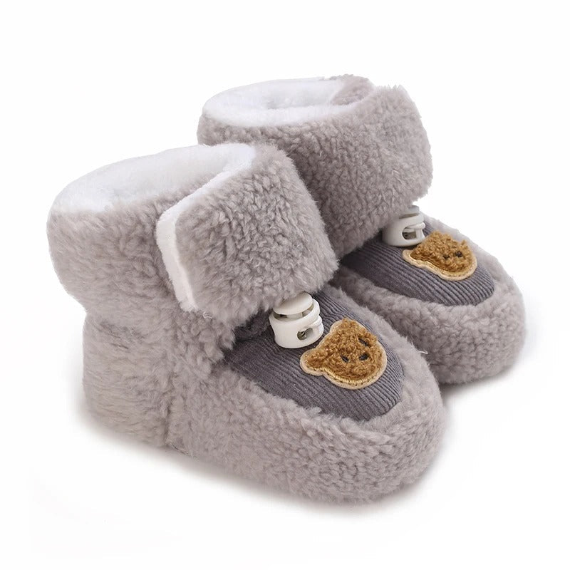 Mini Fashion™ - Warm&Bequem- Tierschuhe Grau - Bär / 18 (12-18 Monate) | Pädagogisches Holzspielzeug von Mein Kleines Baby