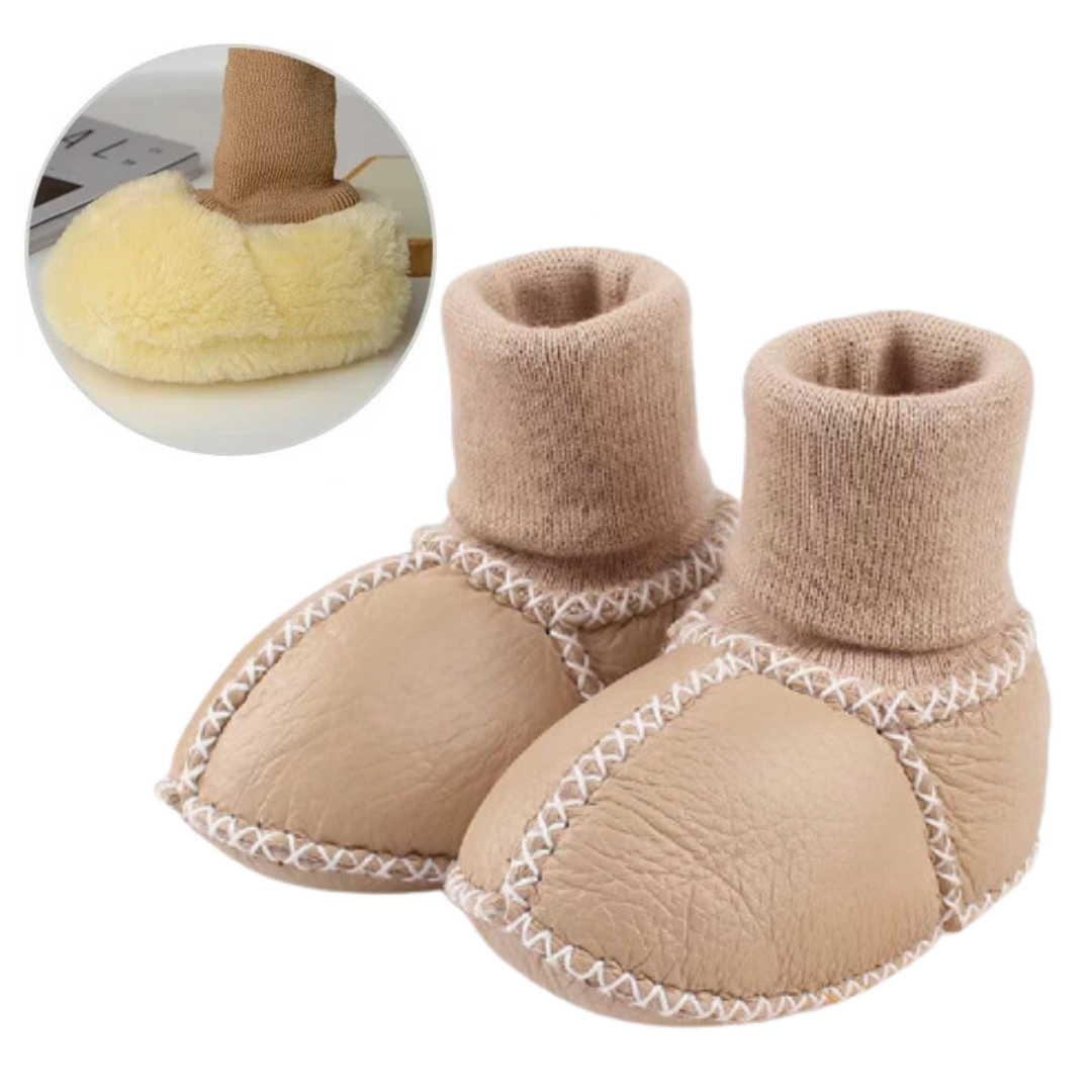 Mini Fashion™ - Warm&Kuschelig - Baby Hausschuhe Beige / 16  (7-14 Monate) | Pädagogisches Holzspielzeug von Mein Kleines Baby