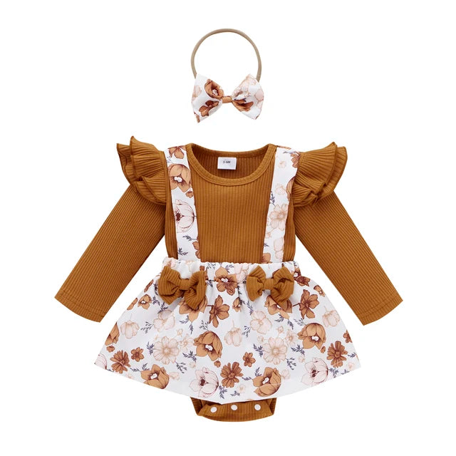 Mini Fashion™ - Weich auf der Haut - Mädchen Strampelanzug Braun / 92 (1-2 Jahre) | Pädagogisches Holzspielzeug von Mein Kleines Baby