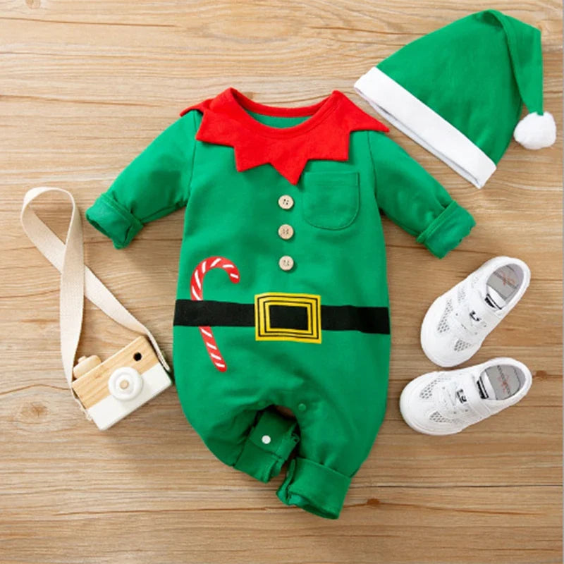 Mini Fashion™ - Weiches Material - Baby Weihnachtskostüm Grün Rot / 80 (9-12 Monate) | Pädagogisches Holzspielzeug von Mein Kleines Baby