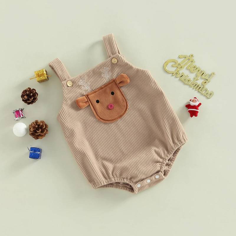 Mini Fashion™ - Weihnachtsdesign - Overall Weihnachtsstrampler Beige / 70 (0-3 Monate) | Pädagogisches Holzspielzeug von Mein Kleines Baby