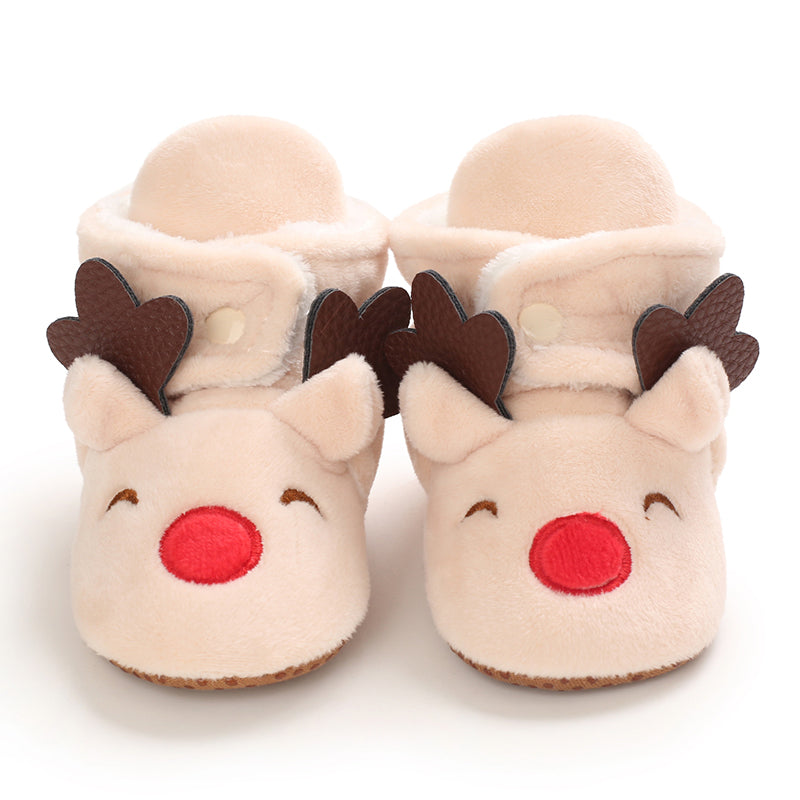 Mini Fashion™ - Weihnachtshausschuhe für Kinder unsere Schube Aprikose - Rentier / 23 (12-18 Monate) | Pädagogisches Holzspielzeug von Mein Kleines Baby