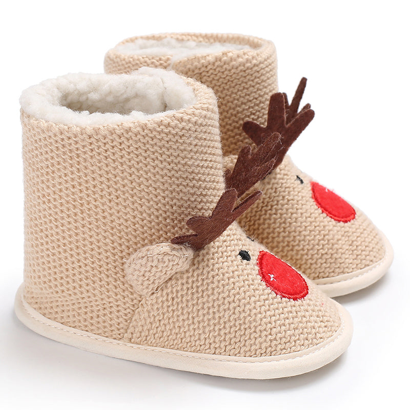 Mini Fashion™ - Weihnachtshausschuhe für Kinder unsere Schube Beige - Rentier / 21 (0-6 Monate) | Pädagogisches Holzspielzeug von Mein Kleines Baby