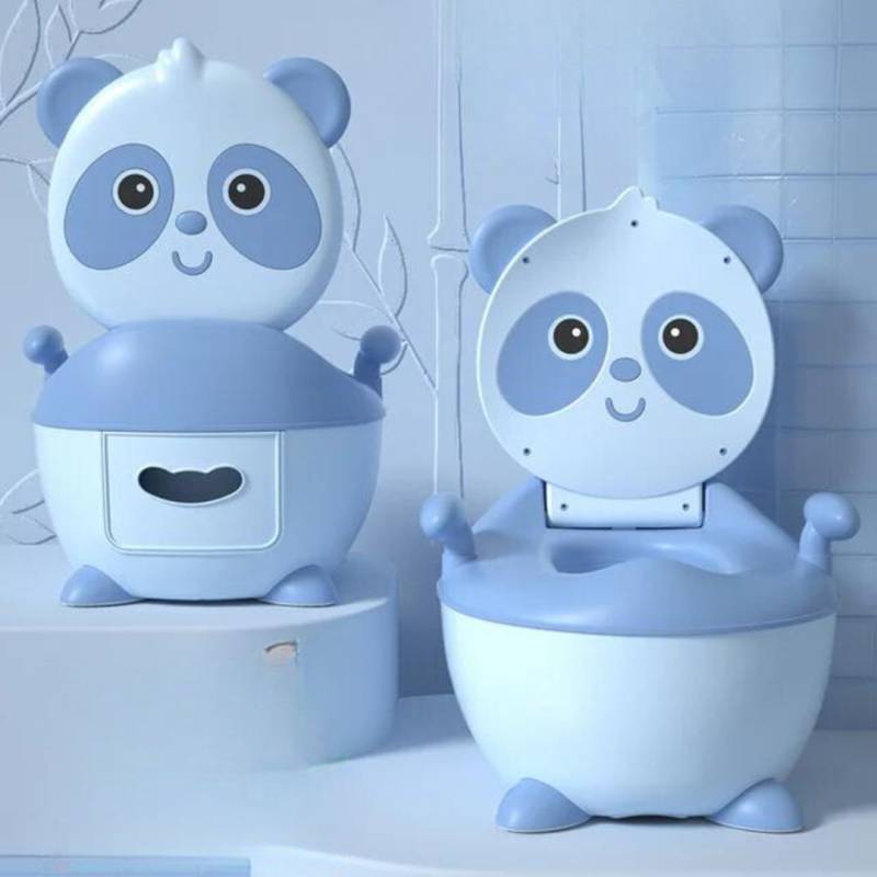 Panda Potty™ - Praktisch für den Urlaub - Kindertoilette Blau / Weiche Brille | Pädagogisches Holzspielzeug von Mein Kleines Baby