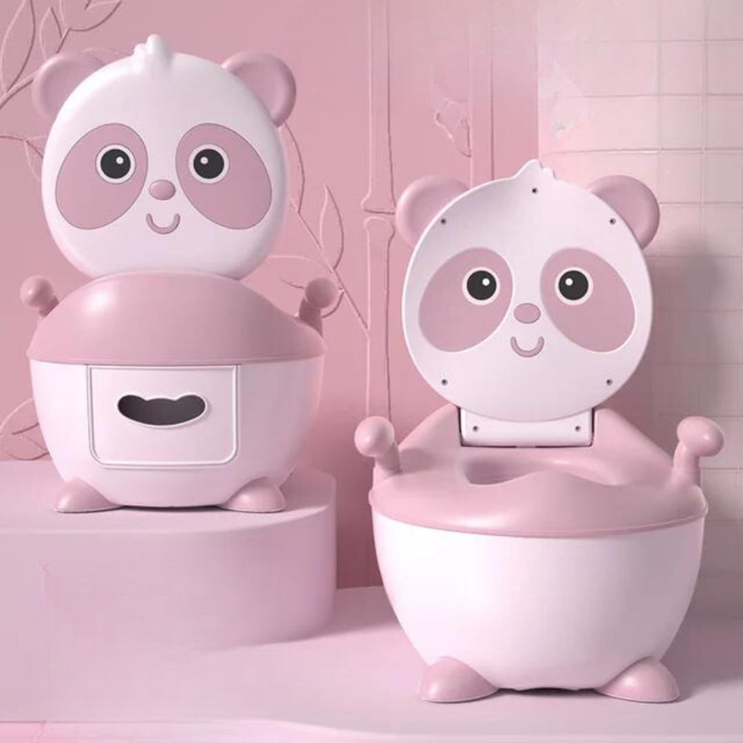 Panda Potty™ - Praktisch für den Urlaub - Kindertoilette Rosa / Harte Brille | Pädagogisches Holzspielzeug von Mein Kleines Baby