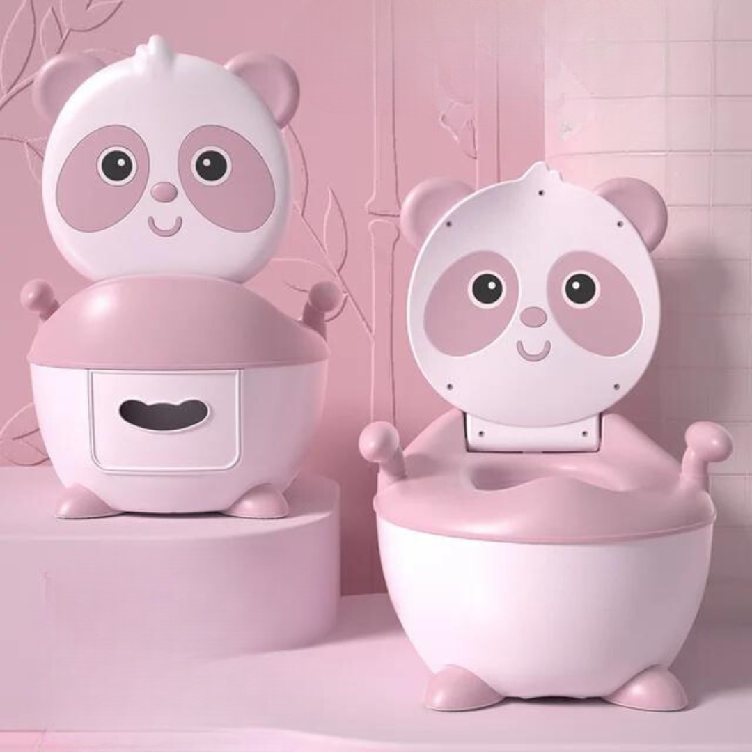 Panda Potty™ - Praktisch für den Urlaub - Kindertoilette Rosa / Weiche Brille | Pädagogisches Holzspielzeug von Mein Kleines Baby