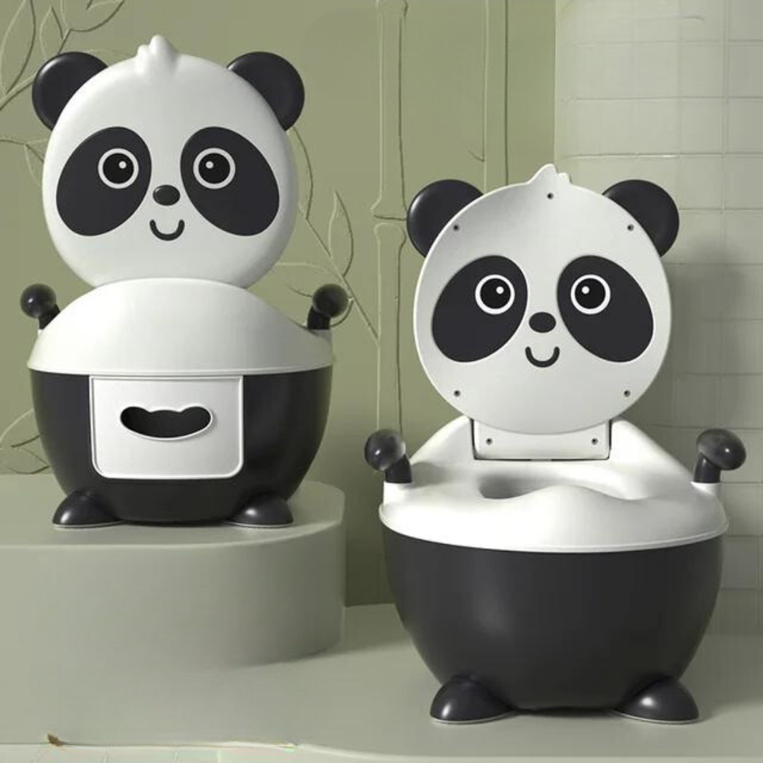 Panda Potty™ - Praktisch für den Urlaub - Kindertoilette Schwarz/Weiß / Harte Brille | Pädagogisches Holzspielzeug von Mein Kleines Baby