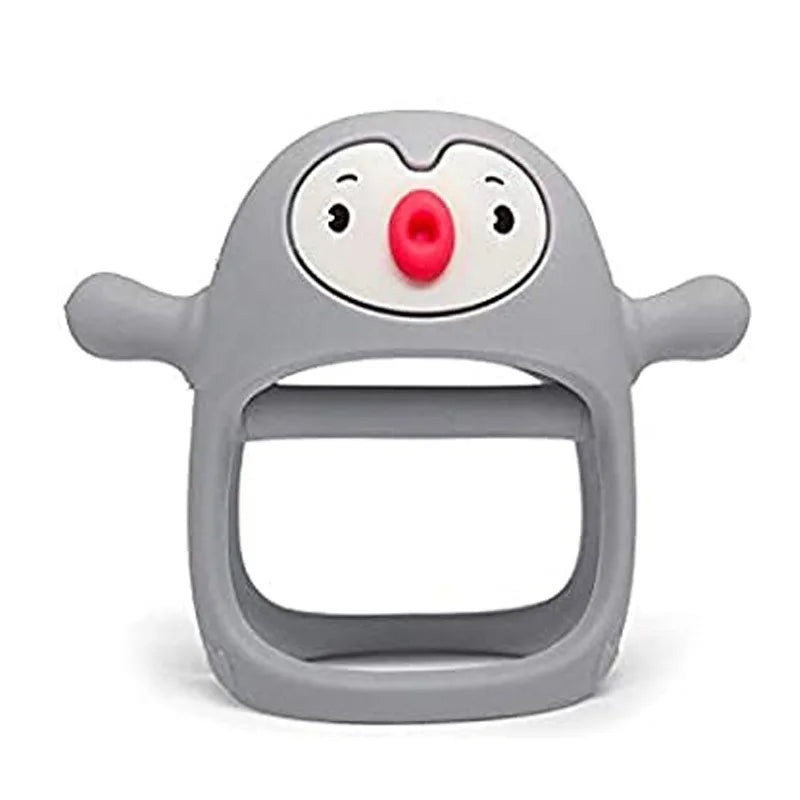 Penguin Teether™ - Beruhigend für das Zahnfleisch - Beißring aus Silikon Grau | Pädagogisches Holzspielzeug von Mein Kleines Baby