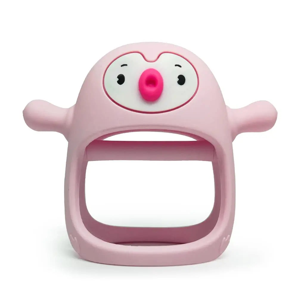 Penguin Teether™ - Beruhigend für das Zahnfleisch - Beißring aus Silikon Rosa | Pädagogisches Holzspielzeug von Mein Kleines Baby