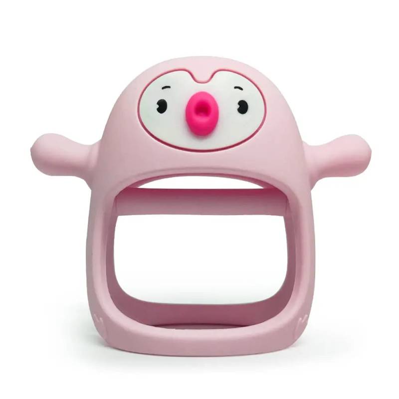 Penguin Teether™ - Beruhigend für das Zahnfleisch - Beißring aus Silikon Rosa | Pädagogisches Holzspielzeug von Mein Kleines Baby