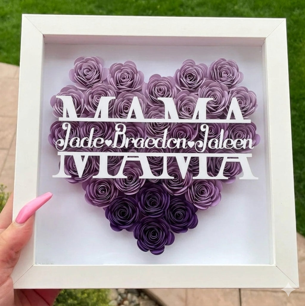 Personalized Rose Shadow Box – Einzigartiges Muttertagsgeschenk – Personalisierte Rosen-Schattenbox Mama / Lila / 25x25 cm | Pädagogisches Holzspielzeug Personalized Rose Shadow Box – Einzigartiges Muttertagsgeschenk – Personalisierte Rosen-Schattenbox Mama / Lila / 25x25 cm | Pädagogisches Holzspielzeug von Mein Kleines Baby