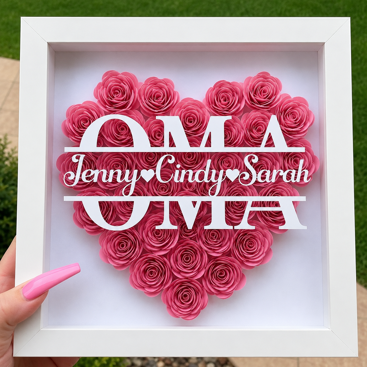 Personalized Rose Shadow Box – Einzigartiges Muttertagsgeschenk – Personalisierte Rosen-Schattenbox Oma / Rosa / 20x20 cm | Pädagogisches Holzspielzeug Personalized Rose Shadow Box – Einzigartiges Muttertagsgeschenk – Personalisierte Rosen-Schattenbox Oma / Rosa / 20x20 cm | Pädagogisches Holzspielzeug von Mein Kleines Baby
