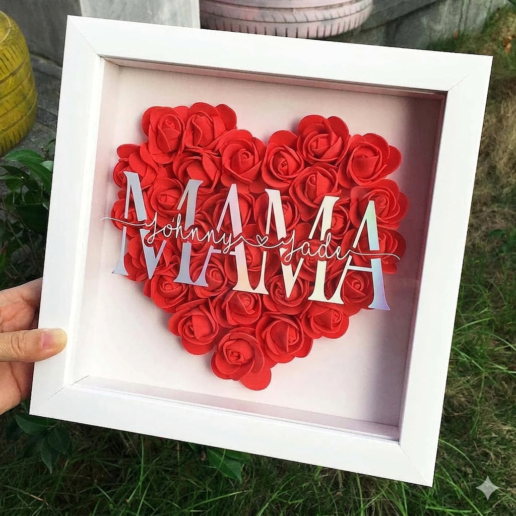 Personalized Rose Shadow Box – Einzigartiges Muttertagsgeschenk – Personalisierte Rosen-Schattenbox Mama / Rot / 25x25 cm | Pädagogisches Holzspielzeug Personalized Rose Shadow Box – Einzigartiges Muttertagsgeschenk – Personalisierte Rosen-Schattenbox Mama / Rot / 25x25 cm | Pädagogisches Holzspielzeug von Mein Kleines Baby