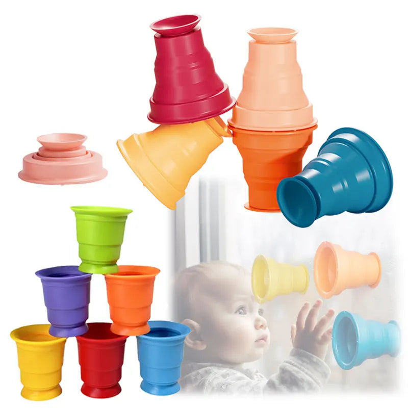 Rainbow Stacker Cups™ - Regenbogen Stapelspaß - Becher-Stapel-Spiel | Pädagogisches Holzspielzeug von Mein Kleines Baby