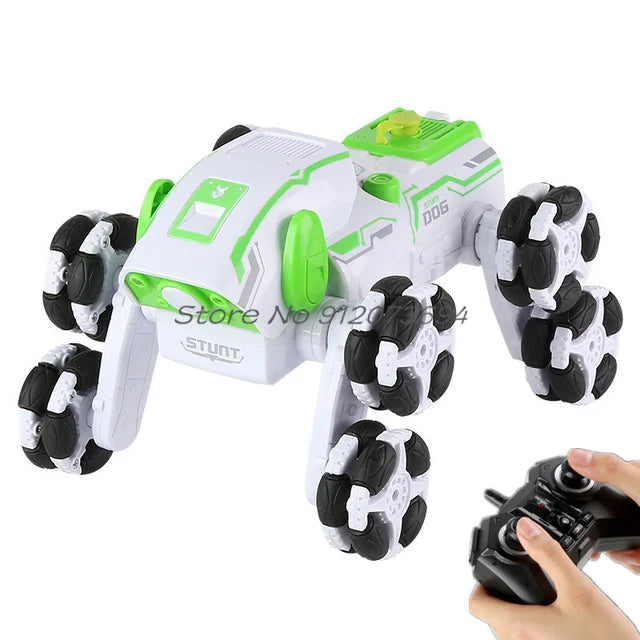 RoboDog Stunt Racer - Fahrzeug Stunts - Spielzeugauto Grün | Pädagogisches Holzspielzeug von Mein Kleines Baby