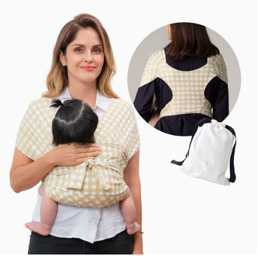 SoftNest - Bequem, atmungsaktiv und sicher – ergonomische Babytrage Beige Kariert | Pädagogisches Holzspielzeug SoftNest - Bequem, atmungsaktiv und sicher – ergonomische Babytrage Beige Kariert | Pädagogisches Holzspielzeug von Mein Kleines Baby