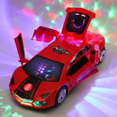 Supercar Toy™ - Beweglich und leuchtend - Spielzeugauto Rot | Pädagogisches Holzspielzeug von Mein Kleines Baby