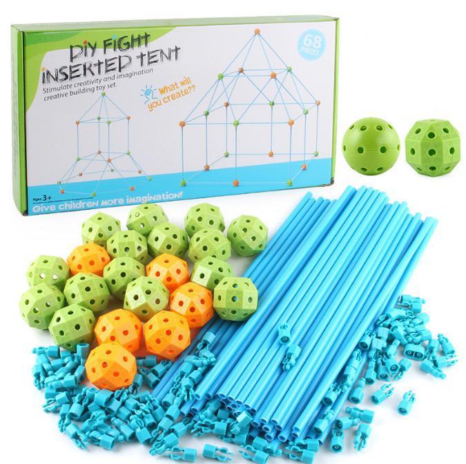 Tent Building Kit™ - Bauen Sie Ihr eigenes Zelt - Zeltbausatz 68 Stück - €49.95 | Pädagogisches Holzspielzeug von Mein Kleines Baby