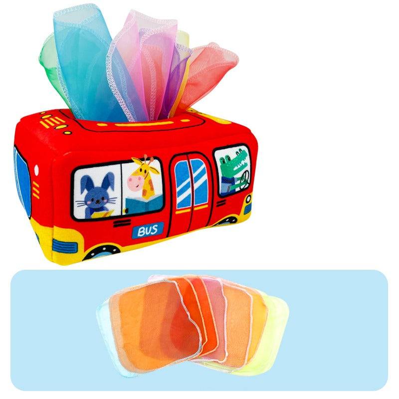 Tissue Box Toy™ - Magische Taschentücher aus der Box - Spielzeug Taschentuchbox Bus | Pädagogisches Holzspielzeug von Mein Kleines Baby