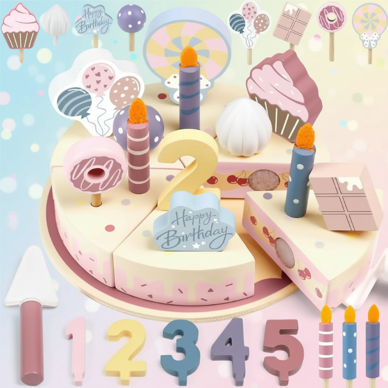 Wooden Cake Cutting Toy– Kreatives&Rollenspiel– Geburtstagstorte aus Holz Kirsch-Sahnetorte | Pädagogisches Holzspielzeug Wooden Cake Cutting Toy– Kreatives&Rollenspiel– Geburtstagstorte aus Holz Kirsch-Sahnetorte | Pädagogisches Holzspielzeug von Mein Kleines Baby