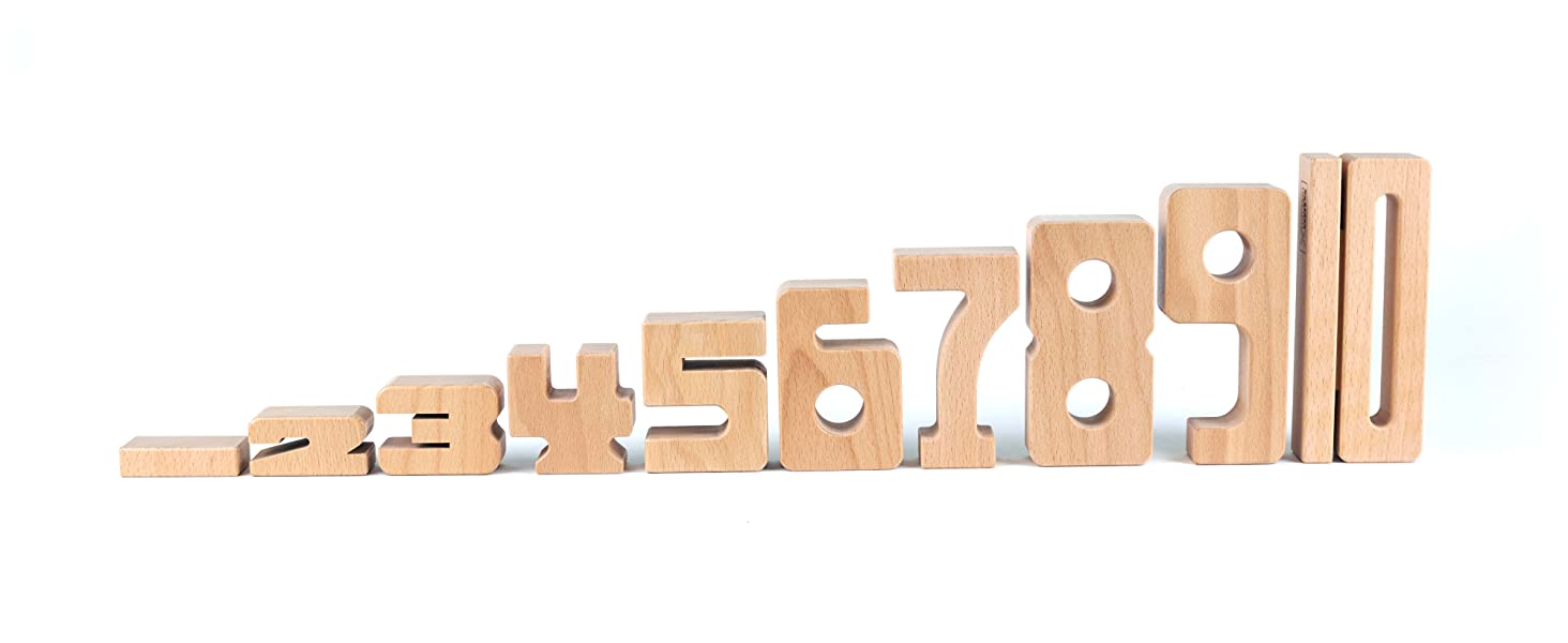 Woods™ - Mathe lernen kann Spaß machen - Holzfiguren 10er-Set | Pädagogisches Holzspielzeug von Mein Kleines Baby