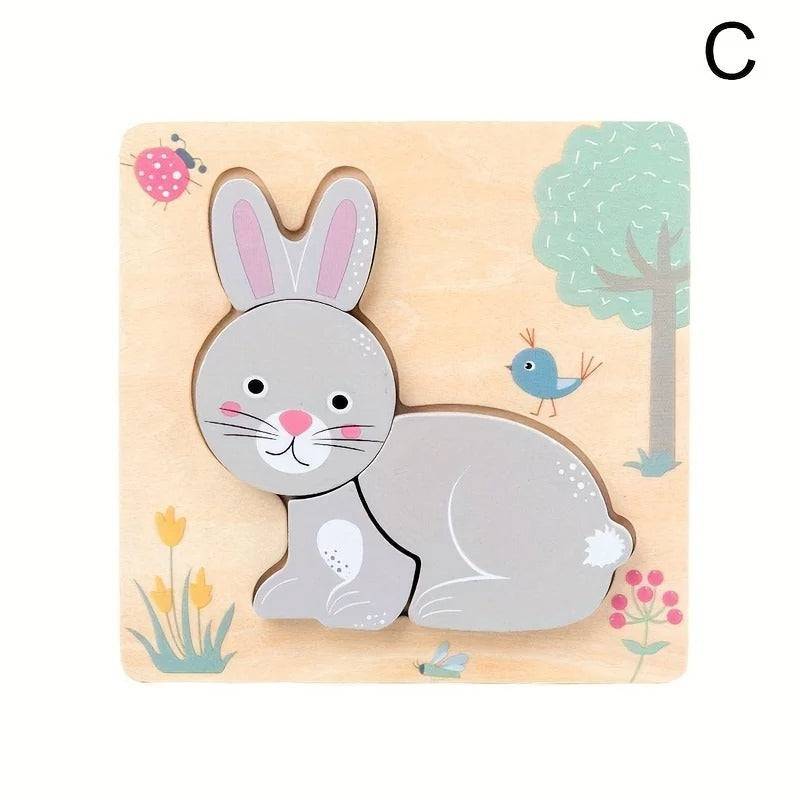 Woods™ - Puzzle Abenteuer - Tiere Puzzle Kaninchen | Pädagogisches Holzspielzeug von Mein Kleines Baby