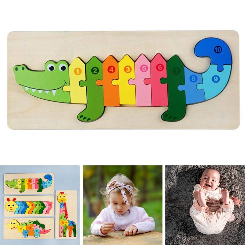 Woods™ - Puzzle für neugierige Köpfe - Tierpuzzle Krokodil | Pädagogisches Holzspielzeug von Mein Kleines Baby