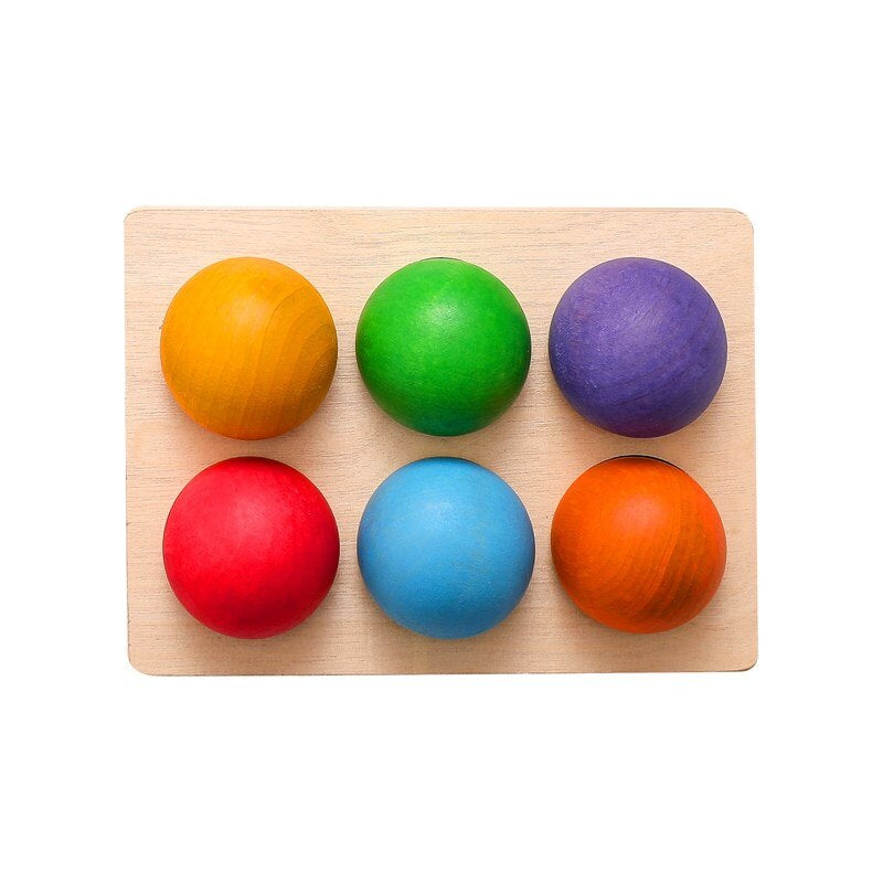 Woods™ - Regenbogenkugeln - Sortierspiel 6 Kugeln | Pädagogisches Holzspielzeug von Mein Kleines Baby