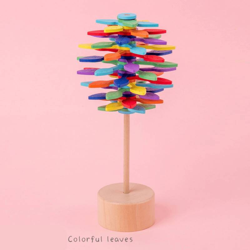 Woods™ - Spinning Lollipop - Stressabbauendes Spielzeug Bunte Blätter | Pädagogisches Holzspielzeug von Mein Kleines Baby