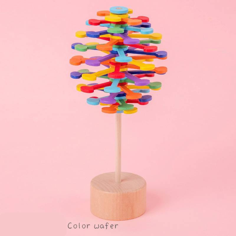 Woods™ - Spinning Lollipop - Stressabbauendes Spielzeug Bunte Waffel | Pädagogisches Holzspielzeug von Mein Kleines Baby