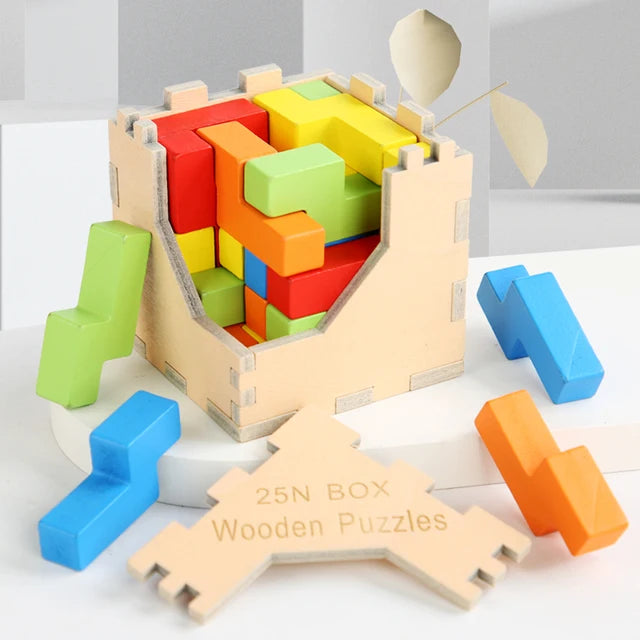 Woods™ - Zug um Zug Spaß - 3D Tetris Puzzle N-Würfel | Pädagogisches Holzspielzeug von Mein Kleines Baby