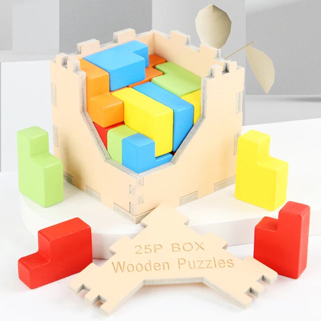 Woods™ - Zug um Zug Spaß - 3D Tetris Puzzle P-Würfel | Pädagogisches Holzspielzeug von Mein Kleines Baby