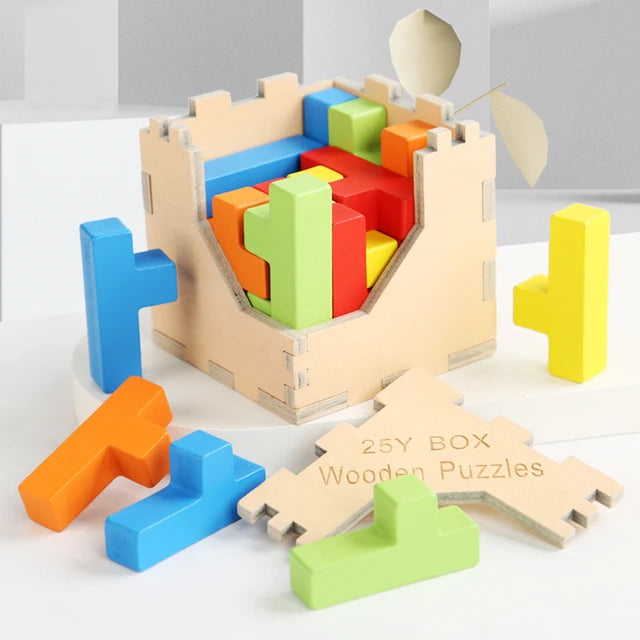 Woods™ - Zug um Zug Spaß - 3D Tetris Puzzle Y-Würfel | Pädagogisches Holzspielzeug von Mein Kleines Baby