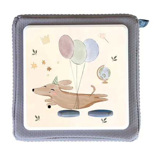 MeinBaby123® Toniebox Schutzfolie Hund | Toniebix Zubehör | Toniebox Aufkleber passgenau & selbstklebend | Toniebox Sticker | Geschenke für Kinder zum Geburtstag (Hund mit Luftballon) von MeinBaby123