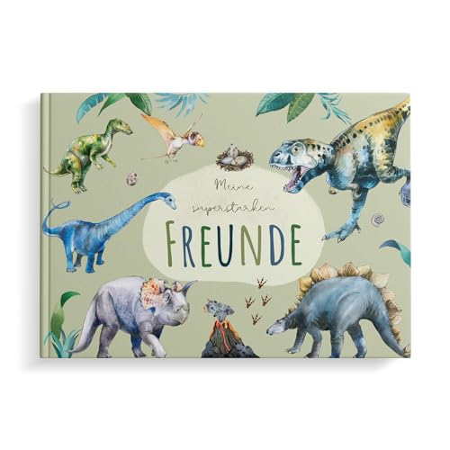 MeinBaby123® Freundebuch für Kinder, Freundschaftsbuch, Freundebuch Kindergarten, Freundebuch Schule, Freundebuch für Jungs, Freundschaftsalbum, Geschenk für Jungen - Album (Dino) von MeinBaby123