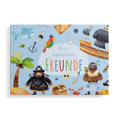 MeinBaby123® Freundebuch für Kinder, Freundschaftsbuch, Freundebuch Kindergarten, Freundebuch Schule, Freundebuch für Jungs, Freundschaftsalbum, Geschenk für Jungen - Album (Pirat) von MeinBaby123