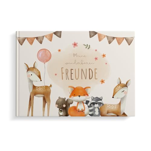 MeinBaby123® Freundebuch für Kinder, Freundschaftsbuch, Freundebuch Kindergarten, Freundebuch Schule, Freundebuch für Kinder, Freundschaftsalbum, Geschenk für Kinder - (Süße Waldtiere) von MeinBaby123