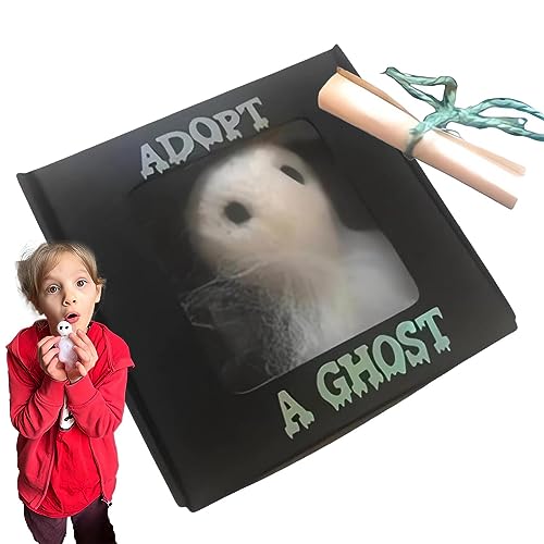 Adopt A Ghost White Wool Felt Ghost And Tiny Scroll Set, Cute Little Felt Ghost Box, Plush Stuffed Ghost Doll Halloween Felt Ghost Box Ghost Ornament Funny Pet Ghost Companion Doll von Meindin