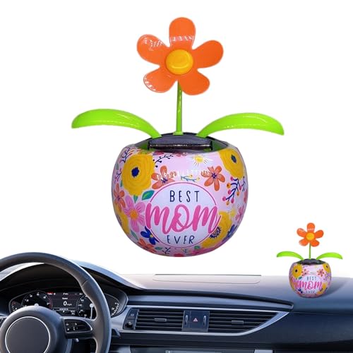 Meindin Blumen-Wackelköpfe für Auto-Armaturenbrett, solarbetriebene Auto-Dekoration, solarbetriebene Auto-Dekoration, solarbetriebene Blumen-Ornament, automatische Schüttelblume für Fenster zu Hause von Meindin