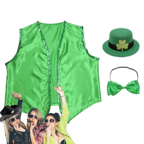 Meindin St. Patrick's Day Kostüm-Set, St. Patrick's Day Parade-Kostüm-Set, Urlaubsparty-Outfit für St. Patrick's Day Dekorationen und Partyzubehör, Urlaubskostüme von Meindin