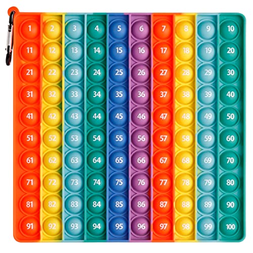 Pop On It Zahlen MEINRAUM Poppit 1-100 Push Bubble Fidget It Toys 20x20cm Plopper Spielzeug Stressabbau Sensory Toy für Kinder Aufklärung Digitaler, aus Silikon Antistress Lernspielzeug von Meinraum