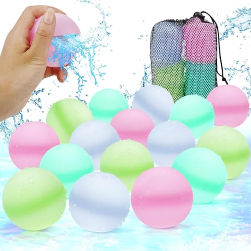 6 Farben 30 Stück Kinder Wasserbomben,Wiederverwendbare Wasserballons,Silikon Wasserballons Wasserspielzeug, Wasserspielzeug Pool,Magic Splashy Balls für Sommer Draussen,Pool,Strand Party (30pcs) von Meiruier