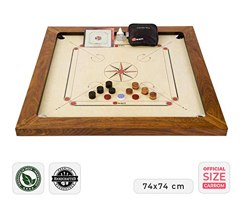 Großmeister Carrom Board Set 16kg - Wettkampf-Hartholz Qualität - Komplettes Set mit Offiziellen Scheiben(Carrom) von Meistersport