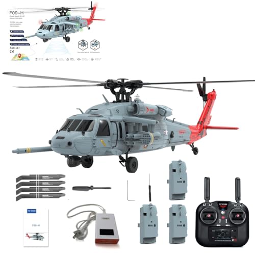 Meiurlex 1/47 RC Hubschrauber für Erwachsene, YUXIANG F09-H SH60 Seahawk Ferngesteuertes Helikopter 2,4G 8-Kanal 6G/3D Stunt GPS Militär Flugzeug Outdoor Spielzeug von Meiurlex