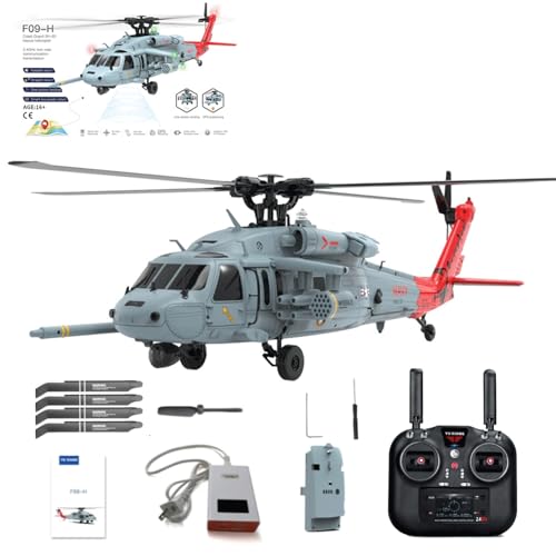 Meiurlex 1/47 RC Hubschrauber für Erwachsene, YUXIANG F09-H SH60 Seahawk Ferngesteuertes Helikopter 2,4G 8-Kanal 6G/3D Stunt GPS Militär Flugzeug Outdoor Spielzeug von Meiurlex