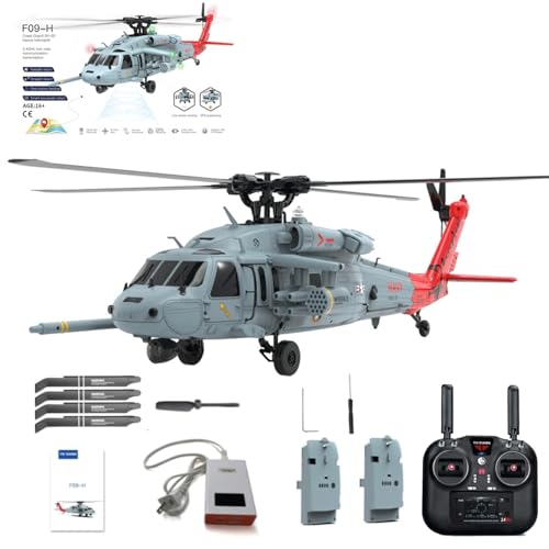 Meiurlex 1/47 RC Hubschrauber für Erwachsene, YUXIANG F09-H SH60 Seahawk Ferngesteuertes Helikopter 2,4G 8-Kanal 6G/3D Stunt GPS Militär Flugzeug Outdoor Spielzeug von Meiurlex